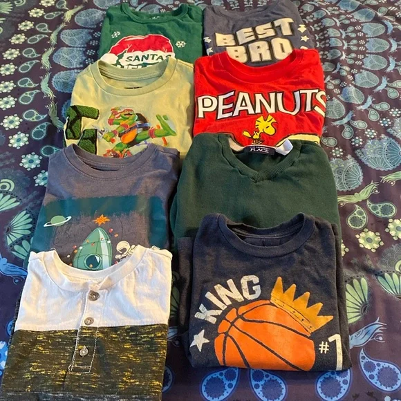 📿📿Boys 8 long sleeve tops 6 graphic 1 sweater 1 3 button down top - Picture 1 of 1